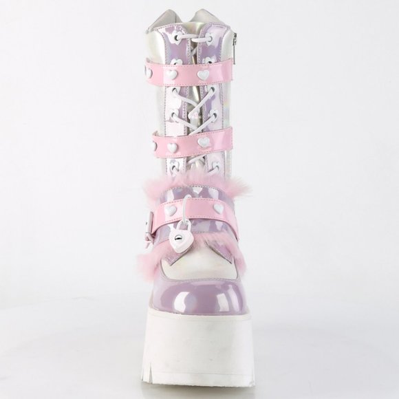 Barbie Core Platform Heart High Heel Lace Up Boots - Picture 1 of 5